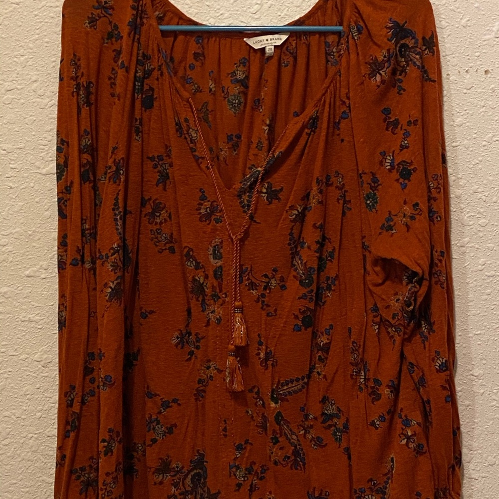 Orange Floral Blouse